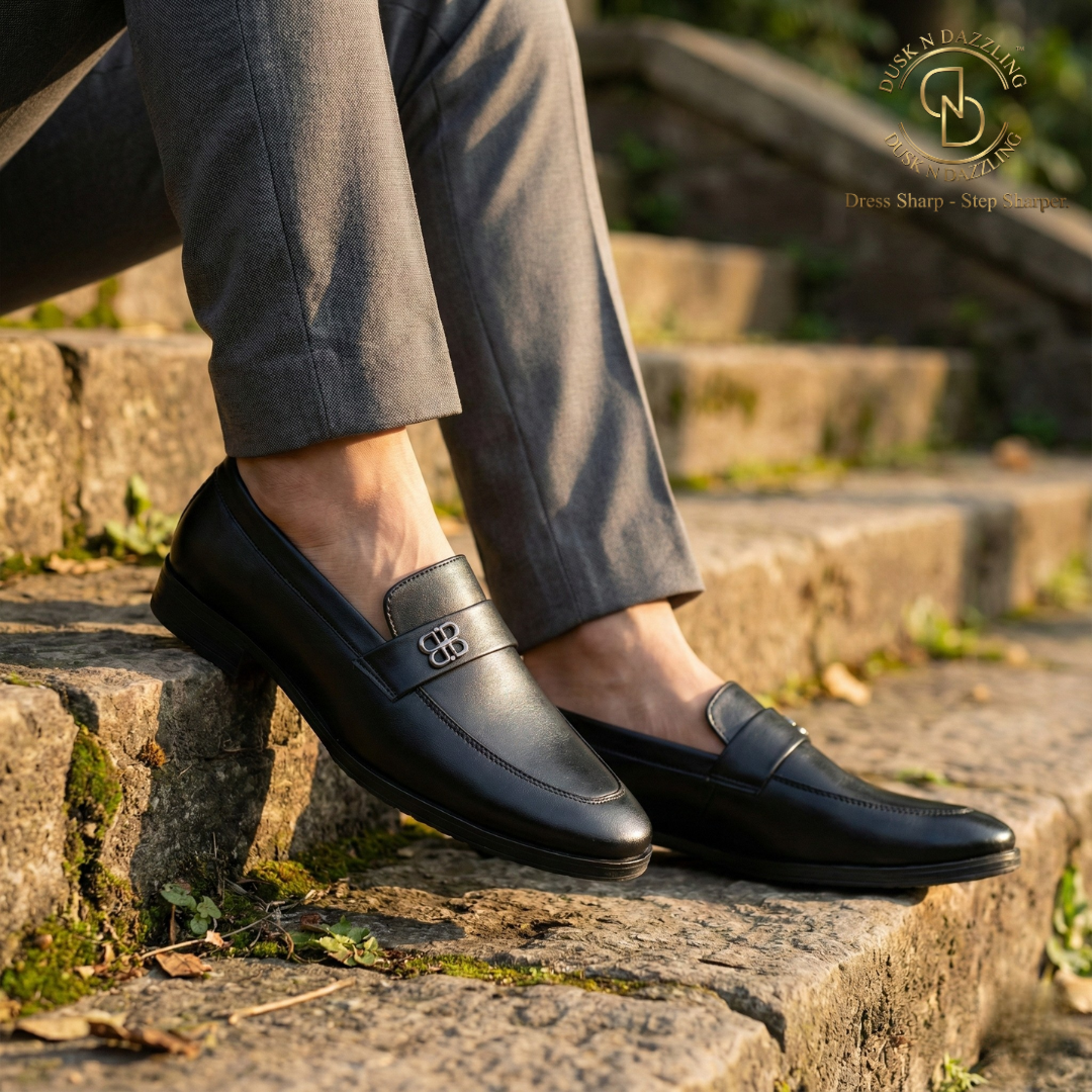 Dusk N Dazzling Black Loafer Shoes For Men - Stylish Comfort and Elegance