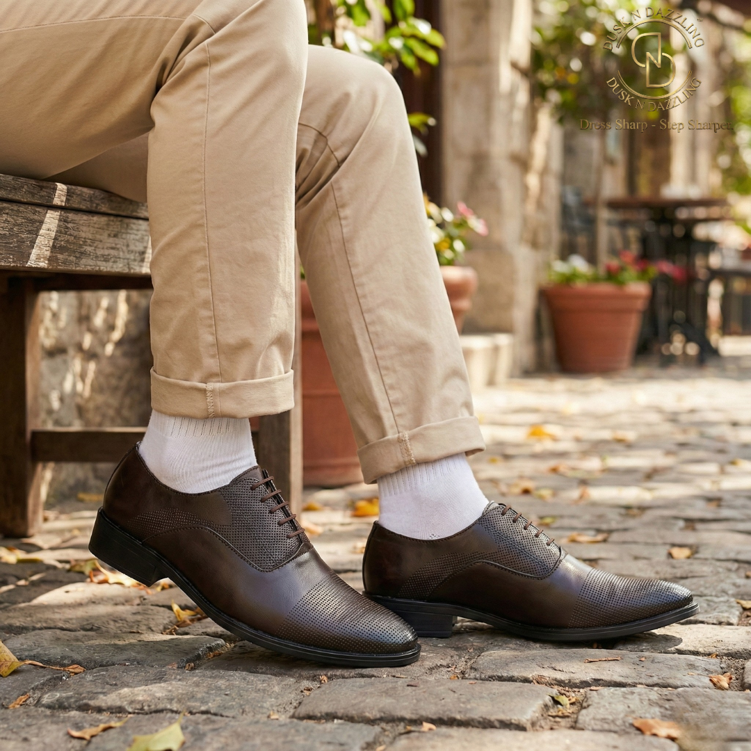 Dusk N Dazzling Brown Formal Lace-up Shoes For Men