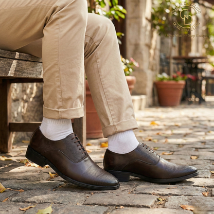 Dusk N Dazzling Brown Formal Lace-up Shoes For Men