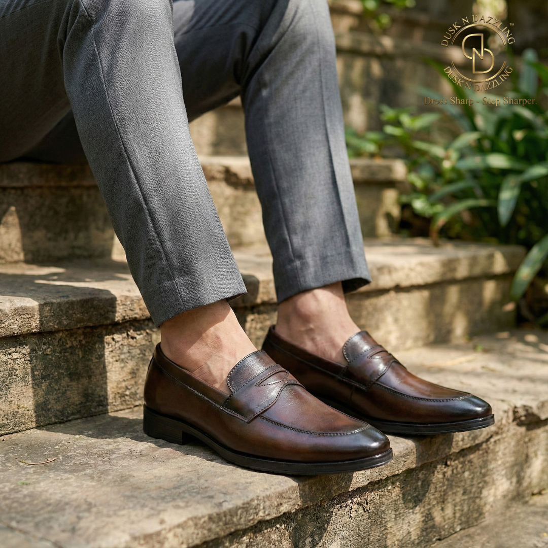 Dusk N Dazzling Brown Penny Loafer For Men - Stylish and Comfortable Footwear