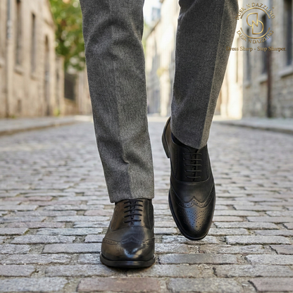 Dusk N Dazzling Black Brogue Shoes For Men