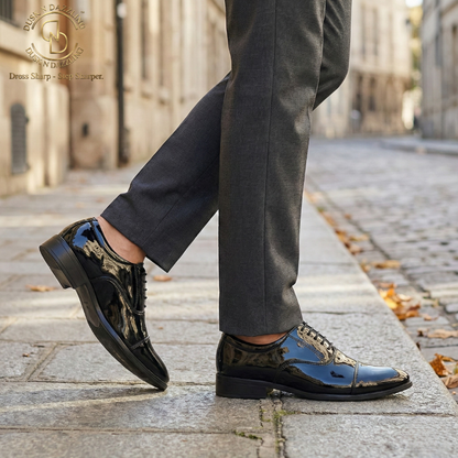 Dusk N Dazzling Black Lace-Up Shoes For Men